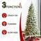 Glitzhome® 9ft Pre-Lit Flocked Slim Pine Artificial Christmas Tree, Warm White LED Lights